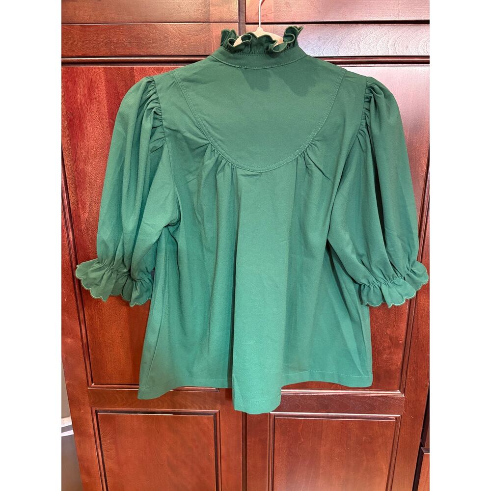 Tuckernuck Pomander Place Selena Hunter Green Blouse Size XS - Picture 3 of 12